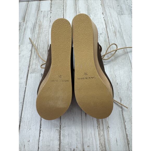 MUSSE & CLOUD Boho Nubuck Leather Lace Up Wooden Platform Wedge Sandals 39/8 - Picture 8 of 12